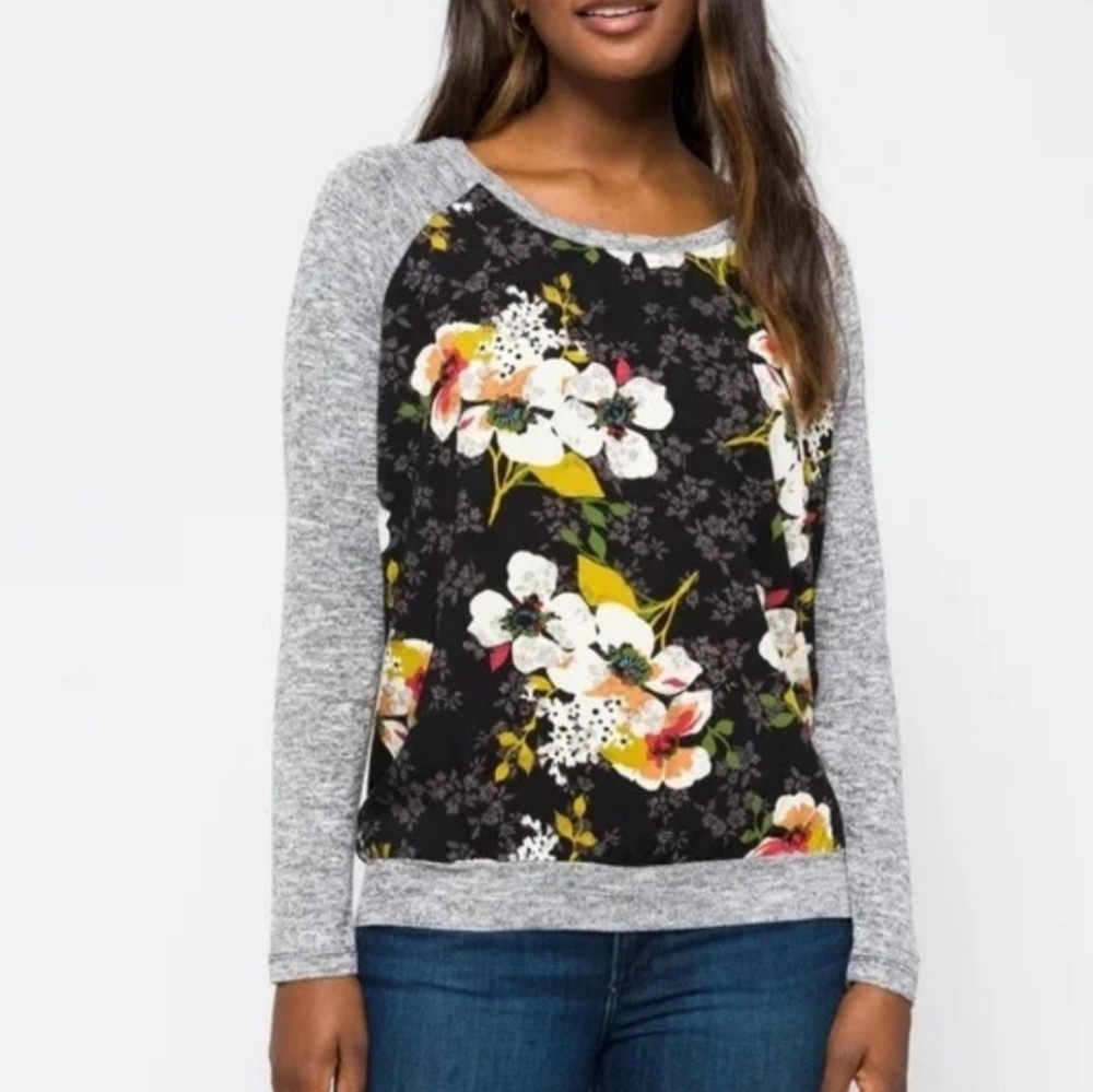 KUT From The Kloth Benter Mixed Material Floral Top, Size Medium, 6